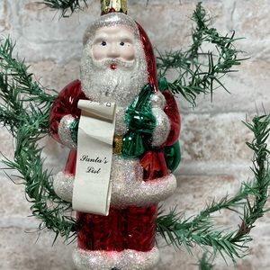 Santa Glitter Ornament with THE LIST Glitter Blown Glass Ornament Vibrant Fun.
